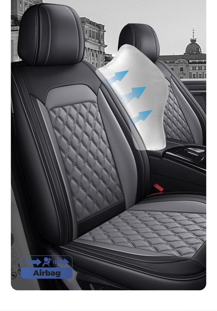 All-Season Universal Leather Car Seat Cover with Diamond Design - Breathable & Durable for Five Seats
