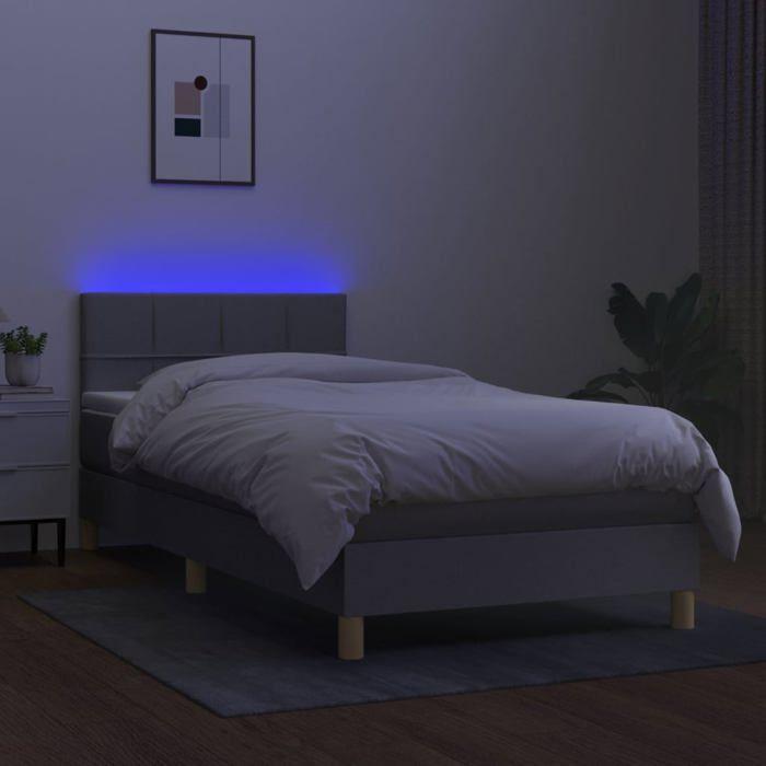 Maison Exclusive - Sommier à lattes de lit avec matelas et LED Gris clair 90x190cm