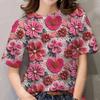 3D Printed Women's Flower T-shirt Casual Short Sleeve Large T-shirt