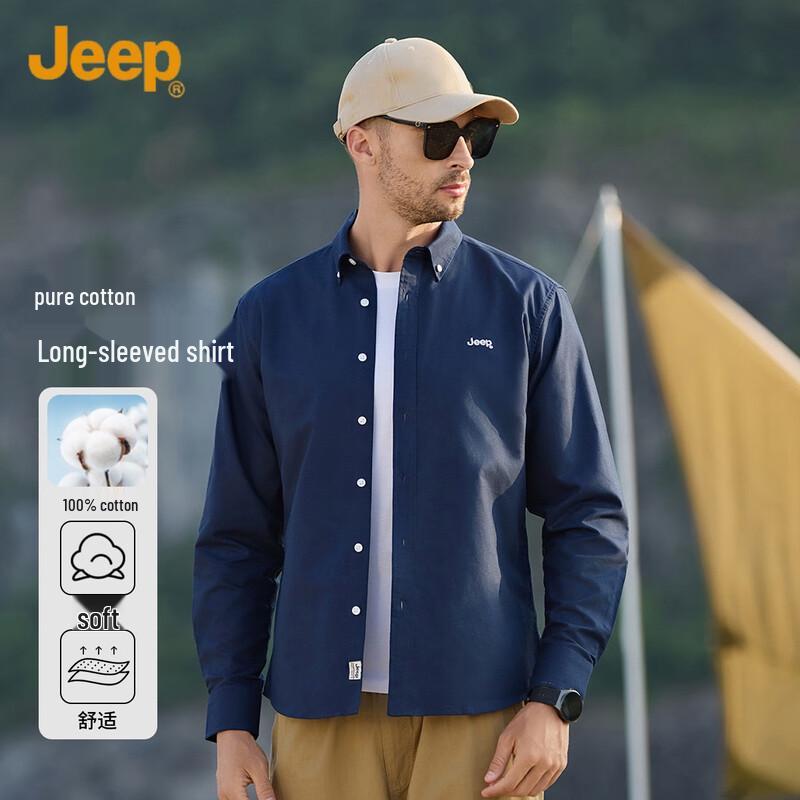 JEEP Men s Fall Pure Cotton Long-Sleeve Shirt L