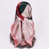 90x90CM Imitation Silk Square Scarf – Women's Striped Color Block Shawl, European & American Style