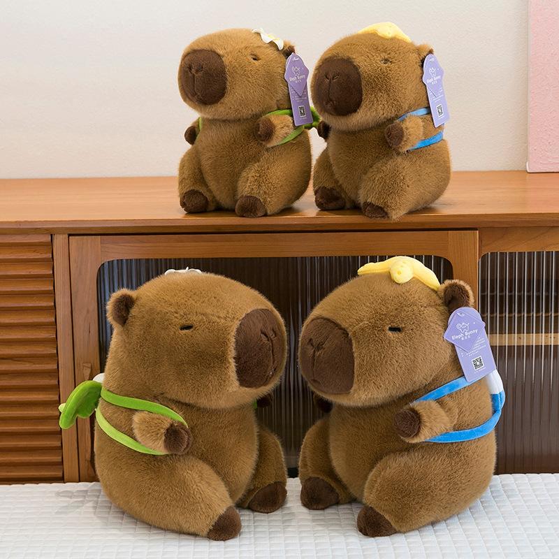 Cartoon Pibala Doll Coconut Tree Capypig Swimming Ring Plush Toy Girlfriend Doll Gift