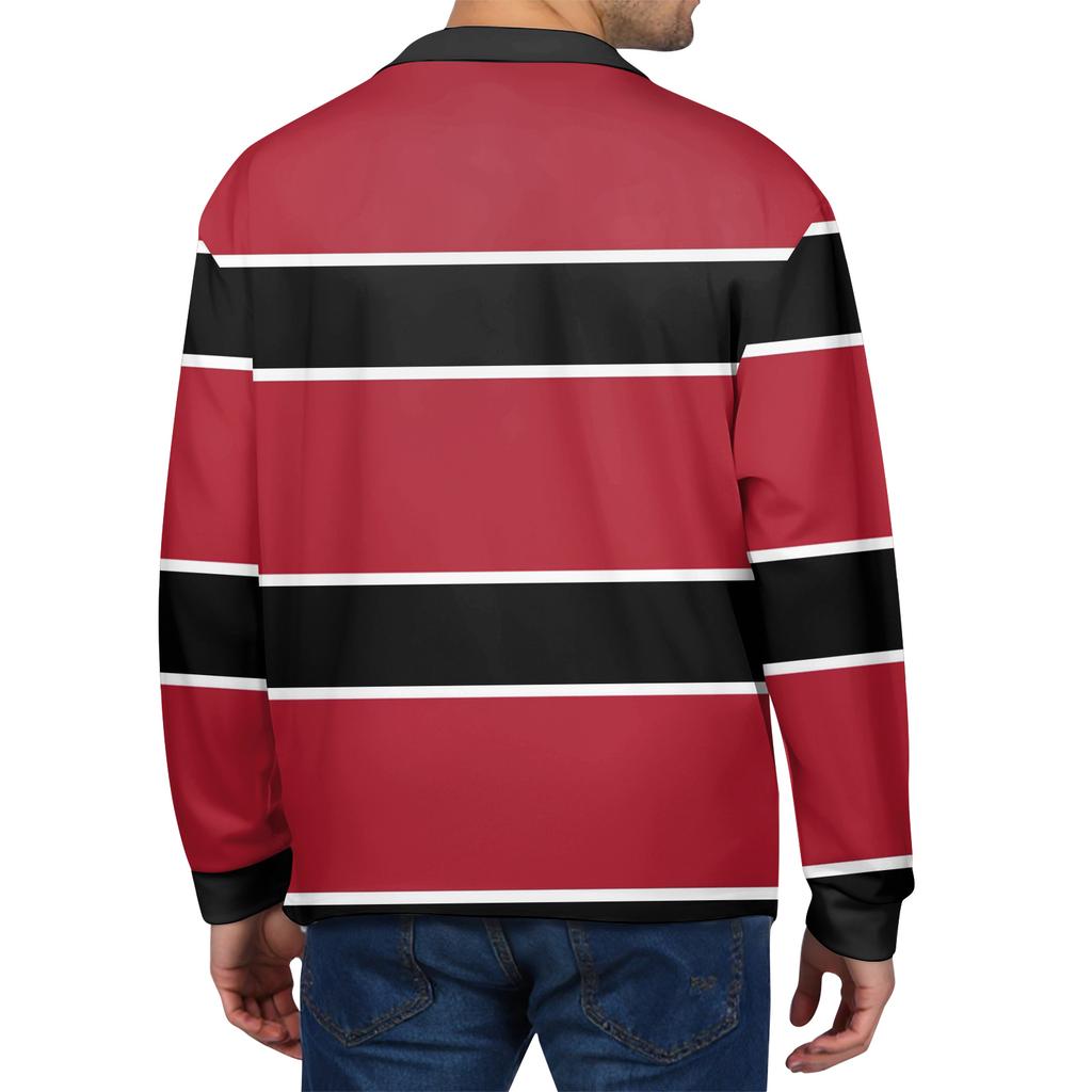 Men's Casual Striped Print Button-Up Long-Sleeve Tops