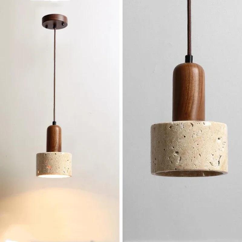Wabi Sabi Travertine LED Droplight Over Dining Desk Kitchen Island Limestone Marble Restaurant Decor Suspension Lamp Lustre
