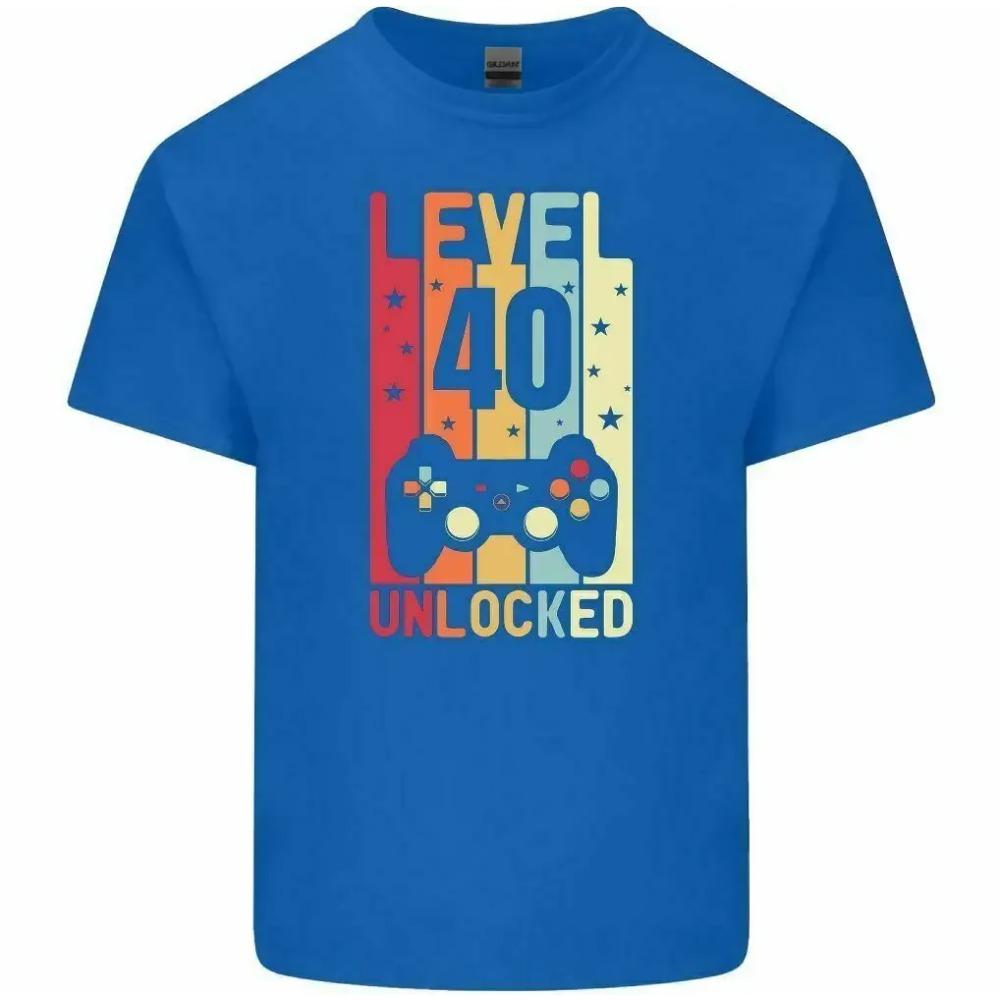 

Футболка на 40-й день рождения 1982 года Мужская забавная футболка LEVEL UNLOCKED 40 Year Old Gaming Tee Top XXXXXL синий