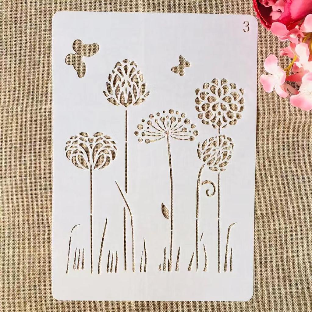 9Pcs/Set A4 29*21cm Flowers Leaves Symbol DIY Layering Stencils Painting Scrapbook Coloring Embossing Album Decorative Template