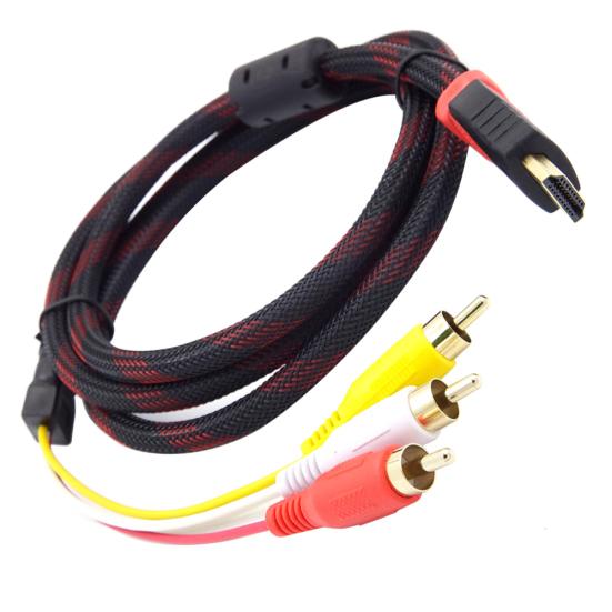 DOONJIEY HDMI-compatible Male to 3 RCA AV Composite Male M/M Connector Adapter Cable Cord