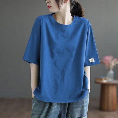 Elegante Mode Harajuku Slim Fit Damenkleidung Locker Lässiger Schweiß All Match Oberteile Damen Einfarbig O-Ausschnitt Einsatz Kurzarm T-Shirts