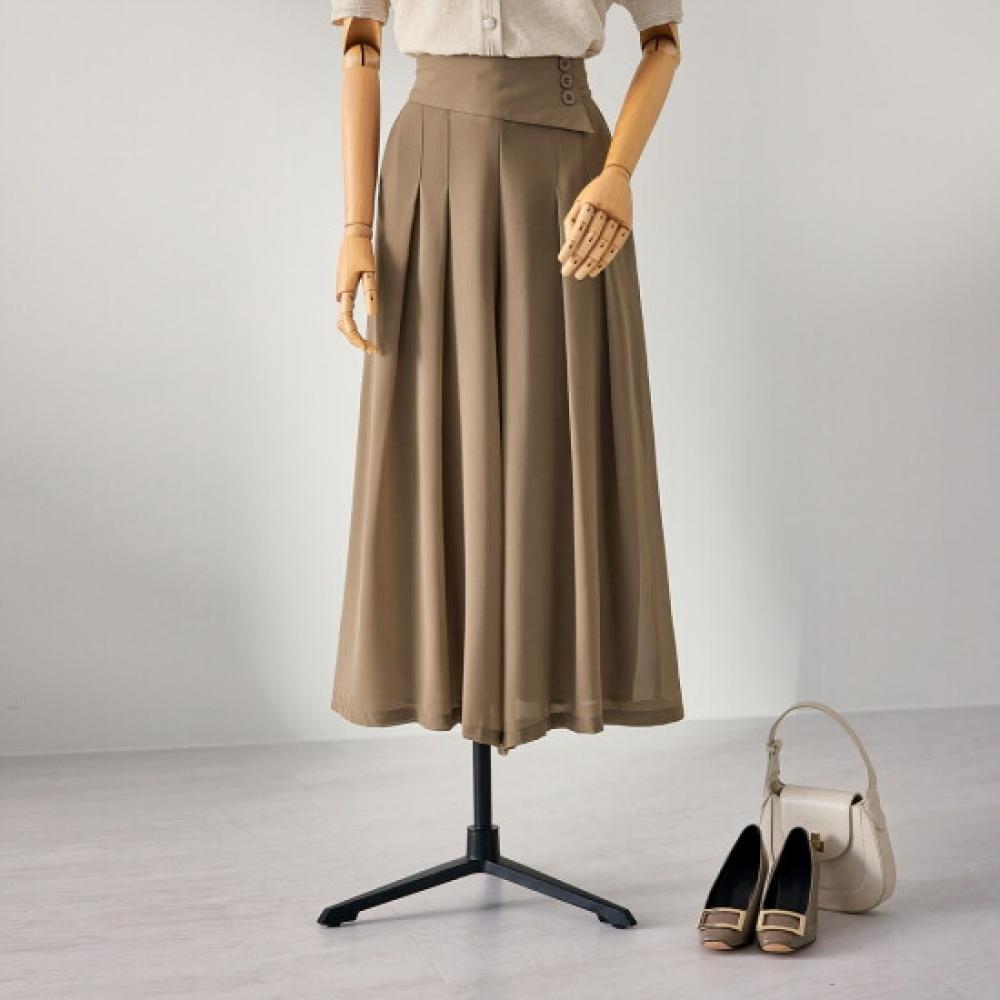 Customable Asymmetric Button Chiffon Pleated Skirt Pants T2607pt071c