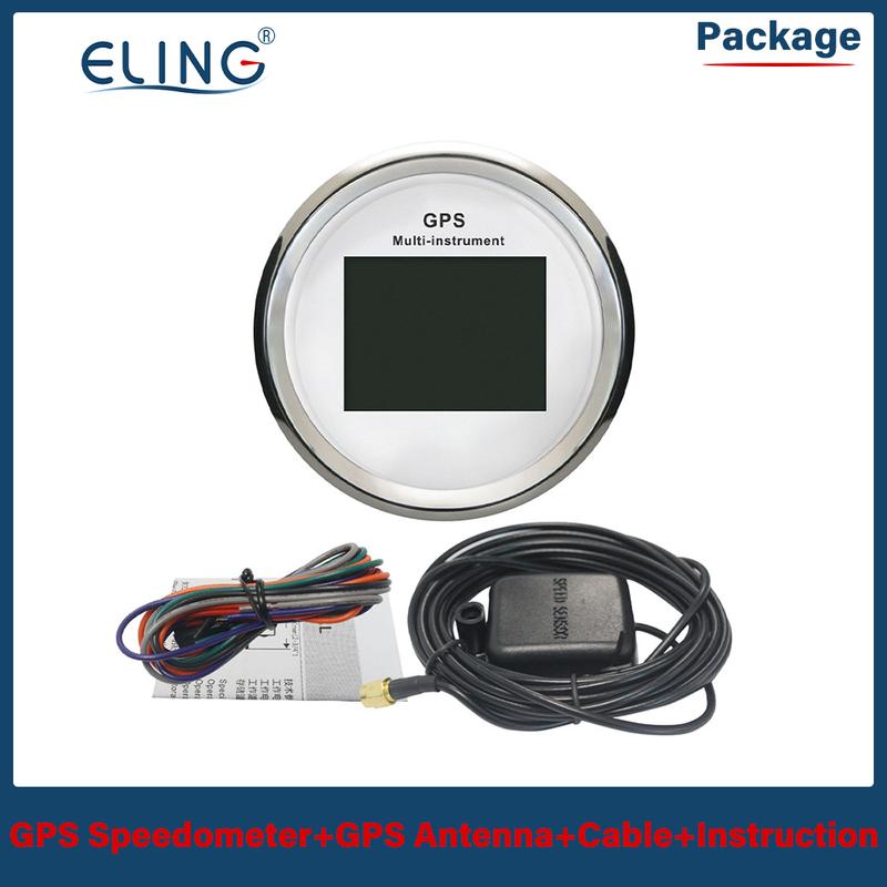 ELING 85mm 10 In 1 Functions Digital GPS Speedometer ODO Tachometer Hours Fuel Voltmeter Water Temp Oil Pressure
