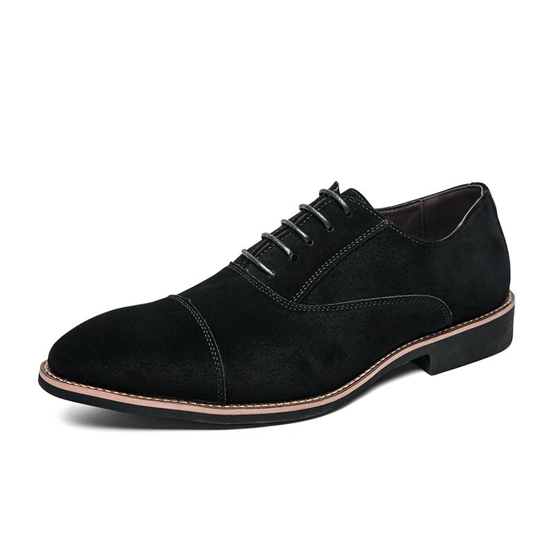 

Solid-color suede men s fashionable Oxford shoes pointed-toe anti-slip breathable outdoor lightweight gentleman s trendy shoes 38 чёрный