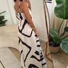 New Fashionable And Sexy Slit Print Suspender Sleeveless Dress