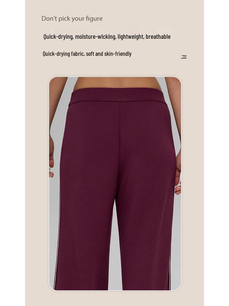 Women's Loose Wide-Leg White Striped Casual Pants - Anti-Pilling Modal, Autumn/Winter Collection