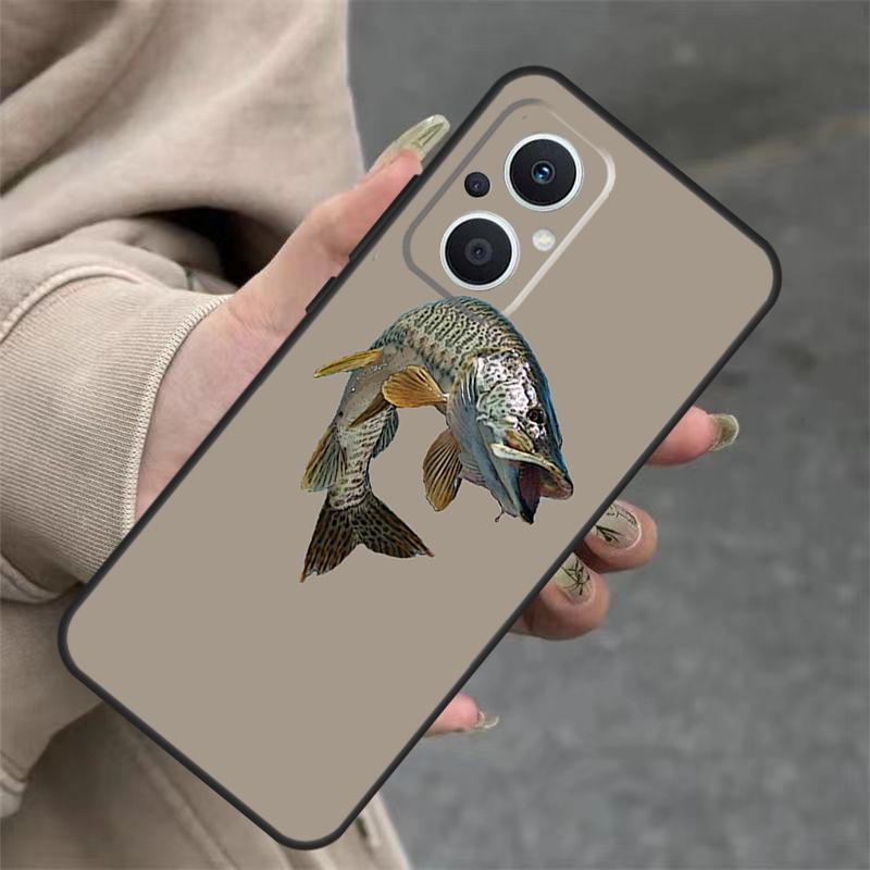 Vintage Trout Fishing Case For OPPO Reno 7 8 Lite 10 11 12 13 14 Pro 8T 12F 13F 14F OPPO Find X8 X6 X9 Pro Cover