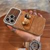 Coffee Bear Tripod Is Suitable for Apple 16 Large Window Phone Cases, 15PM Electroplated Suede 14 Shockproof XR