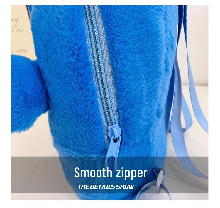 Plush Cartoon Embroidery Backpack for Kids – Cute Double Shoulder Bag