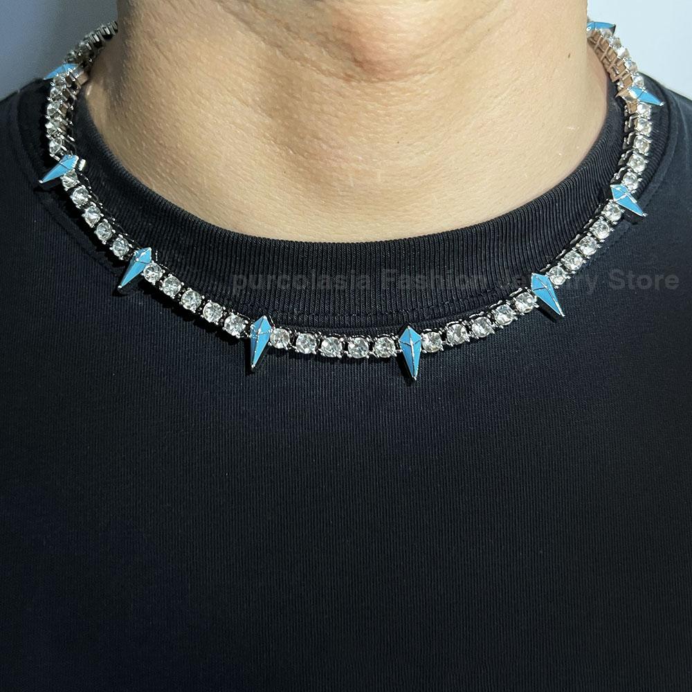 

Теннисная цепочка Чёрная пантера Стразы Хип-хоп Iced Out для мужчин или женщин Ожерелье Крутой панк 50cm