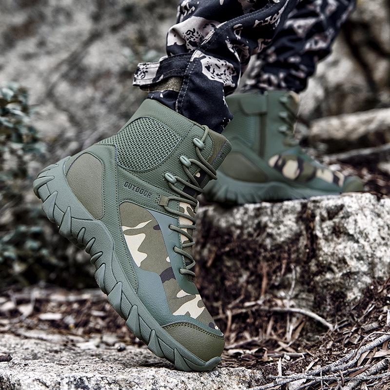 Men's Mid-Top Desert Tactical Military Sports Boots - Large Size