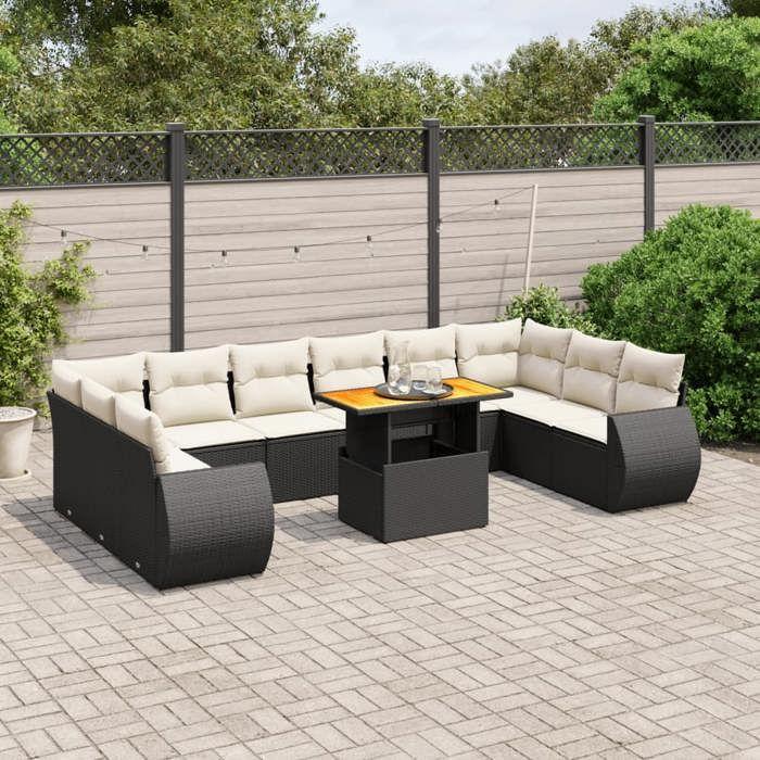 VidaXL Garden Lounge Set with Cushions 11 Pcs, Patio Sofas, Patio Furniture Set, Outdoor Furniture, Black 3272365