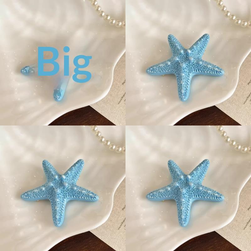 1 Stück Harz Seestern Haarspangen Niedliche Seestern Haarspange Damen Entenschnabel Haarspangen Mädchen Sommer Strandurlaub Fotografie Kopfschmuck