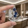 Zinc Zinc Alloy Rhinestone Sailboat Brooch Boat Badge Suit Lapel Pin Suit Collar Pin  Jewelry Accessories