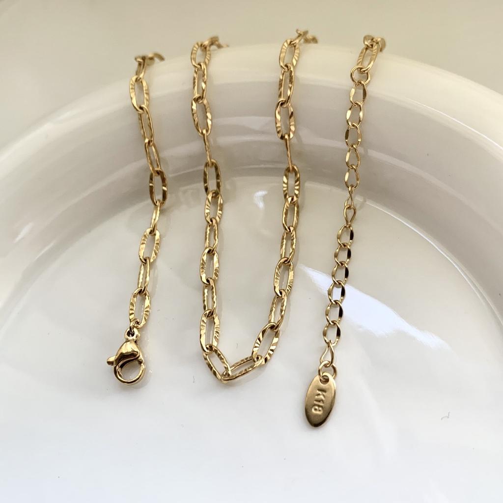 Stainless Steel Gold Plated Chain Necklaces | Dainty Figaro Link Twist Chain Chokers | Waterproof Hypoallergenic Jewelry for Wom