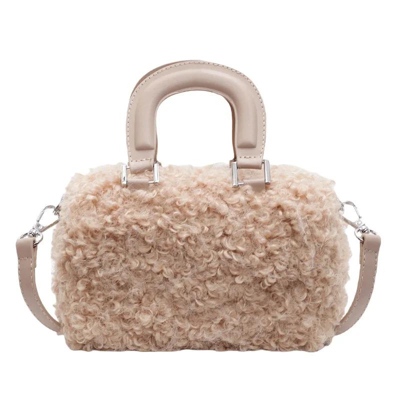 Nowa koreańska casualowa mała kwadratowa torebka dla kobiet retro niszowy design imitacja wełny modna torba