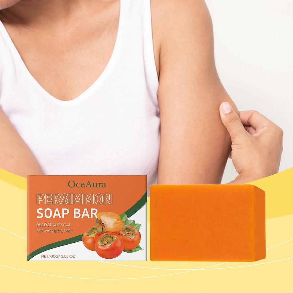 2PCS OceAura Moisturizing Persimmon Soap Bar, Natural Deodorizer for Body Odour, Fresh Gentle Cleansing