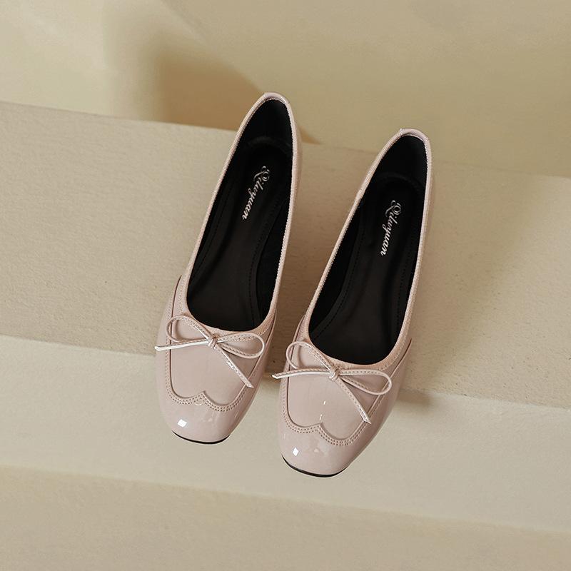 

Французские туфли-лодочки на низком каблуке, красные с бантом с открытым верхом, женская обувь на весну и осень 2025 новые модели не утомляют, на высоком каблуке, на толстом каблуке 40