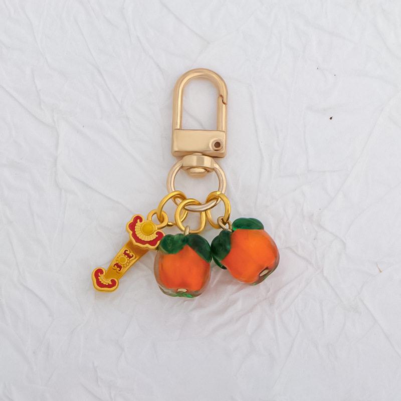 Persimmon & Peanut Fruit Pendant Keychain: Exquisite Charm for Bags and Accessories