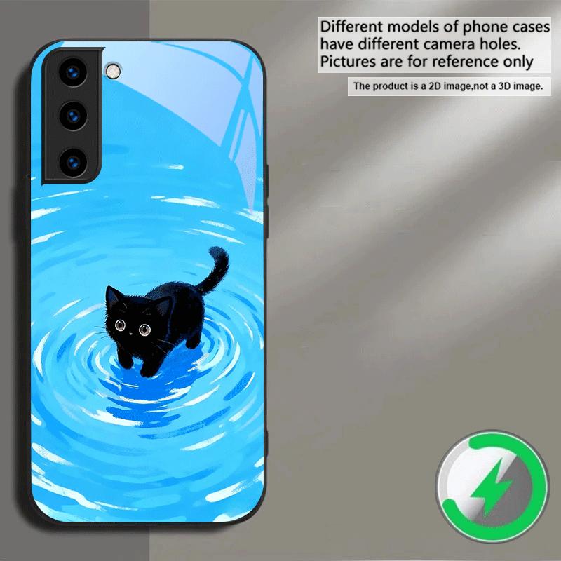 A Kitten In Blue Water Suitable For Samsung Galaxy S25 Ultra S20 FE S21 S22+ S23 Plus S24 S26 Edge Magnetism Glass Phone Casee