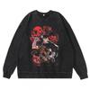 Heavyweight 360g Washed Vintage Berserk Anime Streetwear Cotton Pullover Hoodie-Free Crewneck Sweatshirt Men