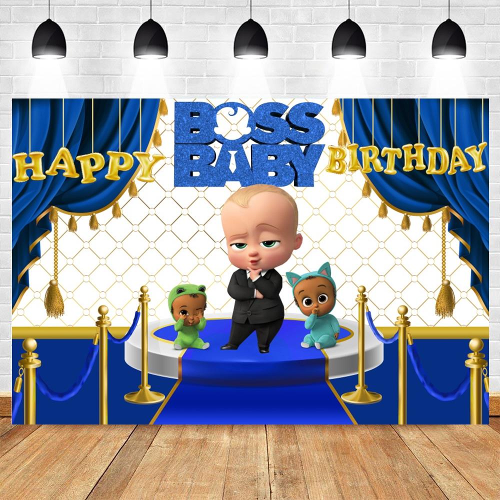 Boss Baby Thema Achtergrond Meisje Jongen Verjaardagsfeest Kinderkamer Decoratie Fotografie Achtergrond Gepersonaliseerd Naam Poster Banner