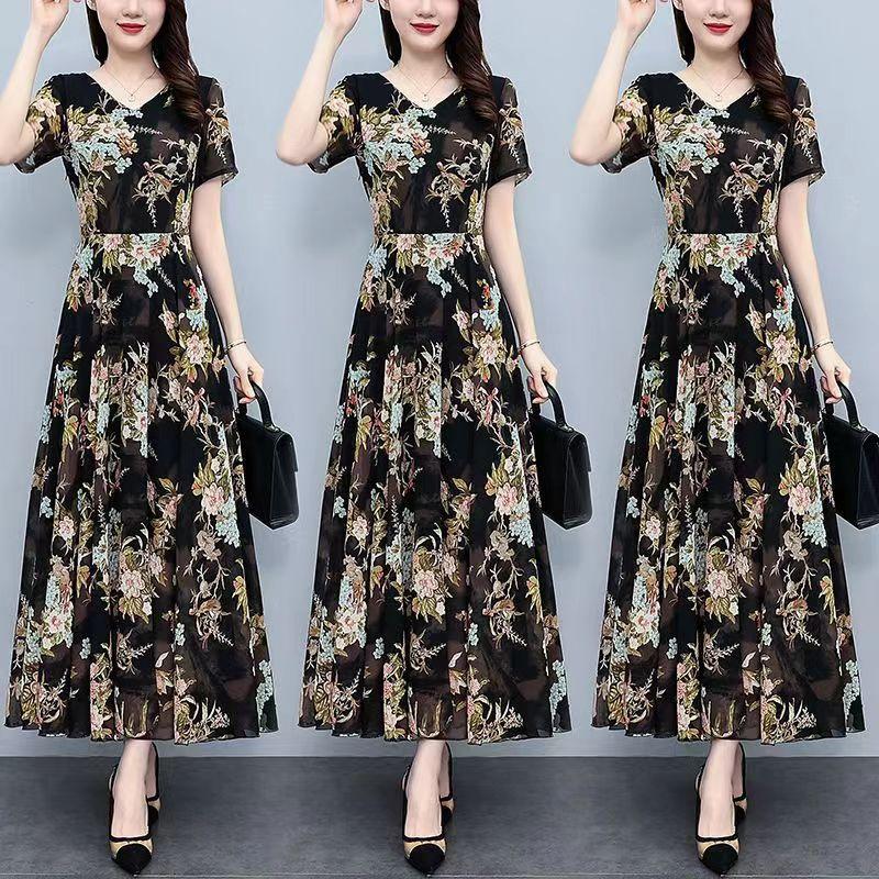 Summer dress women's long new large size fat mm waist thin belly long skirt