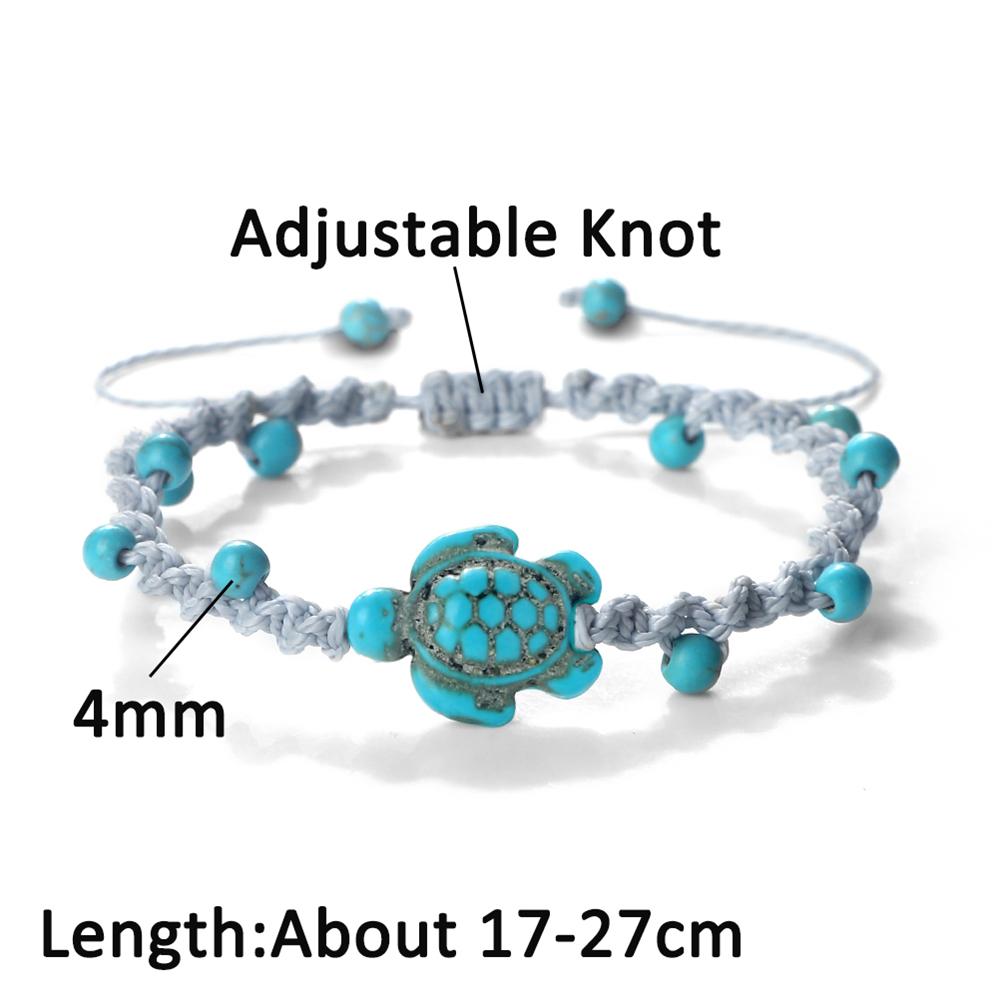 Braccialetti Intrecciati Bohémien in Pietra Naturale da 4 mm Braccialetto Fatto a Mano con Ciondolo Tartaruga Gioielli alla Moda Curativi Regali per Uomini Donne
