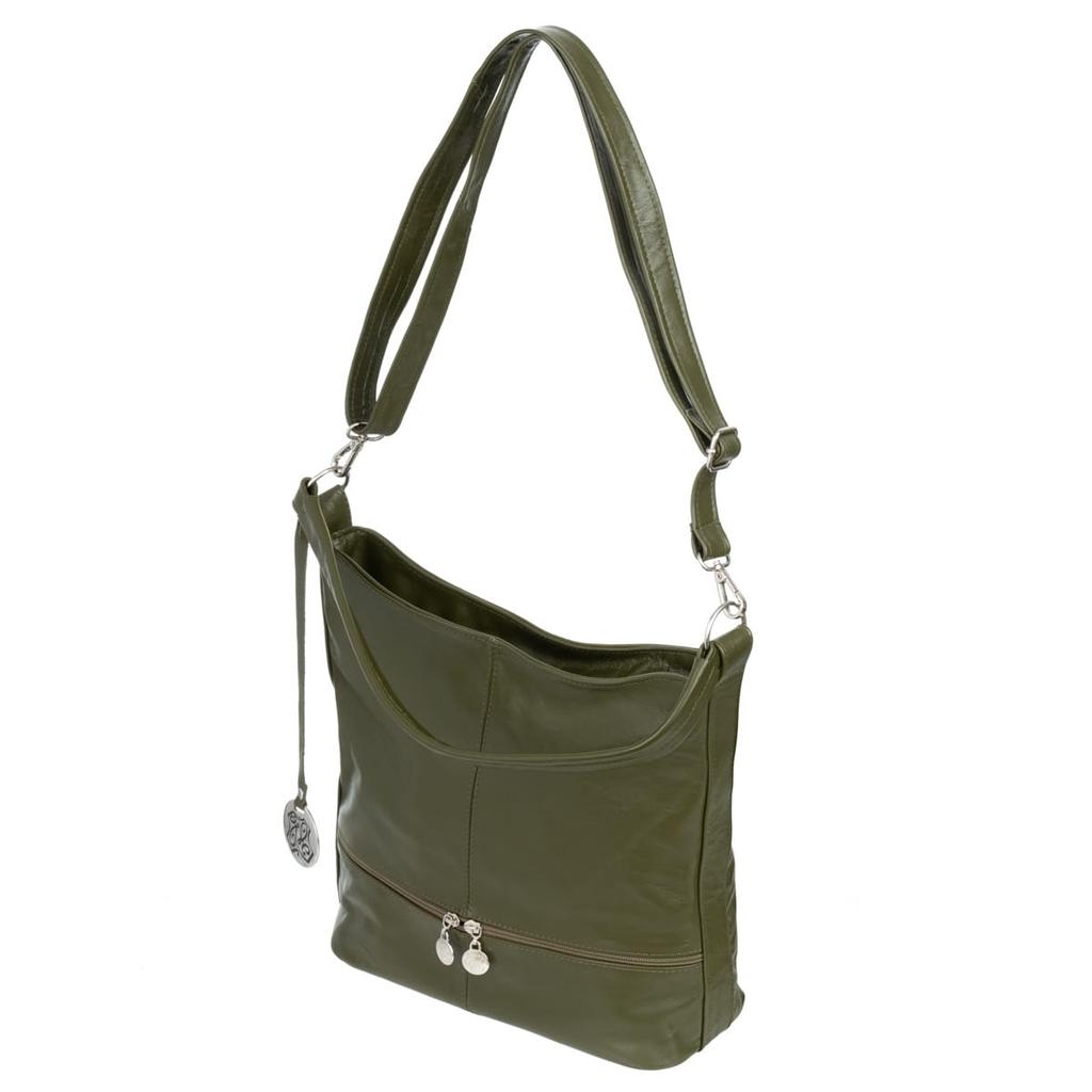 Vera Pelle Bolsa Anthracite Leather Shoulder Bag