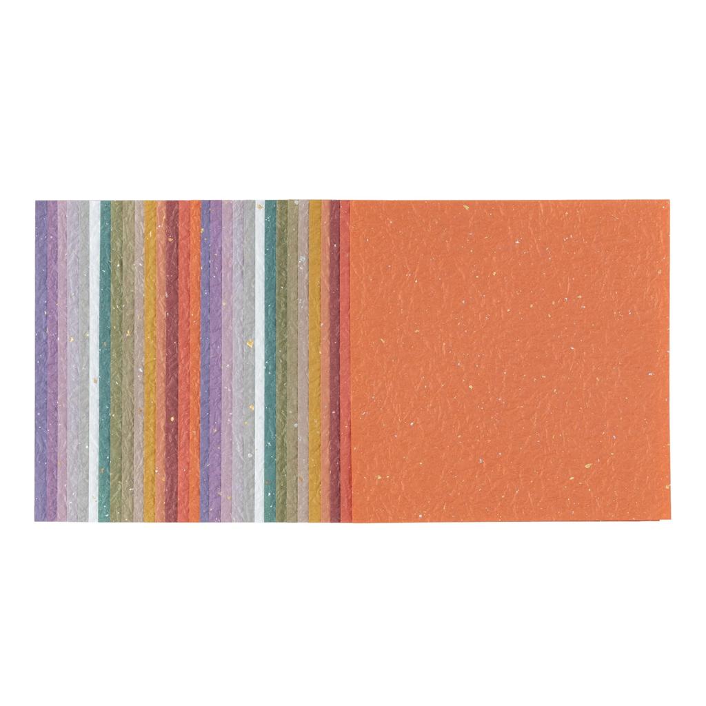 Washi Kawasumi Japanese Crumpled Washi Paper with Gold and Silver 15 30 Sheets Colors Sprinkles, 15cm, Colors,