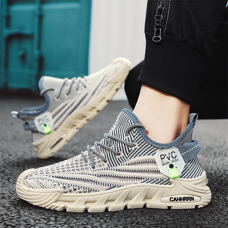 Neue Frühjahrs- und Sommer-Fliegenweberei, dünne, atmungsaktive Low-Top-Sneaker, Schnürung, Lauf-Plattform, Dad-Schuhe
