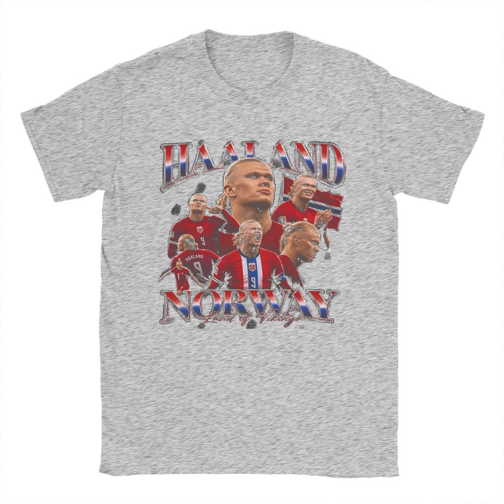 Erling Haaland Norway Soccer Collage T Shirts 100 Cotton Clothes Vintage Short Sleeve O Neck Tee Shirt Gift Idea TShirt
