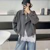 Womens Vintage Motorcycle Denim Jacket Loose Fit Casual Chic With Belted Waist Fall Style