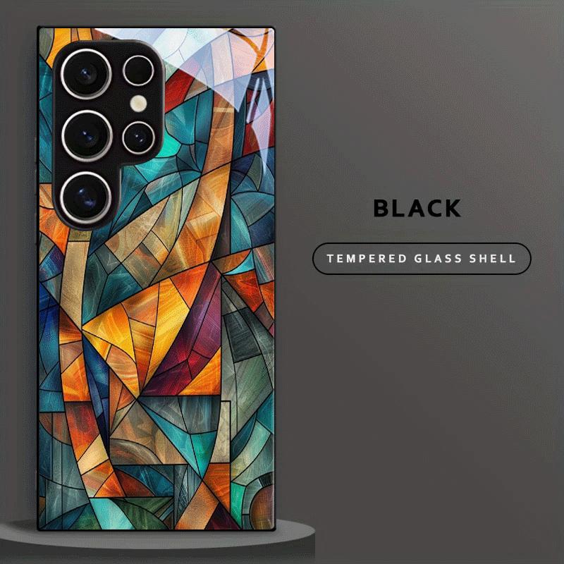Artistic Color Geometric Mosaic pattern TPU Glass phone case suitable for Samsung S26 S25 S24 S23 S22 S21 S20 models.