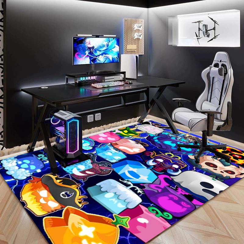 Tappeto Stampato 3D a Tema Gioco Frutta B-blox, Tappeto Antiscivolo per Aree Esterne, Tappeto Decorativo per Casa e Camera da Letto, Regalo di Compleanno.