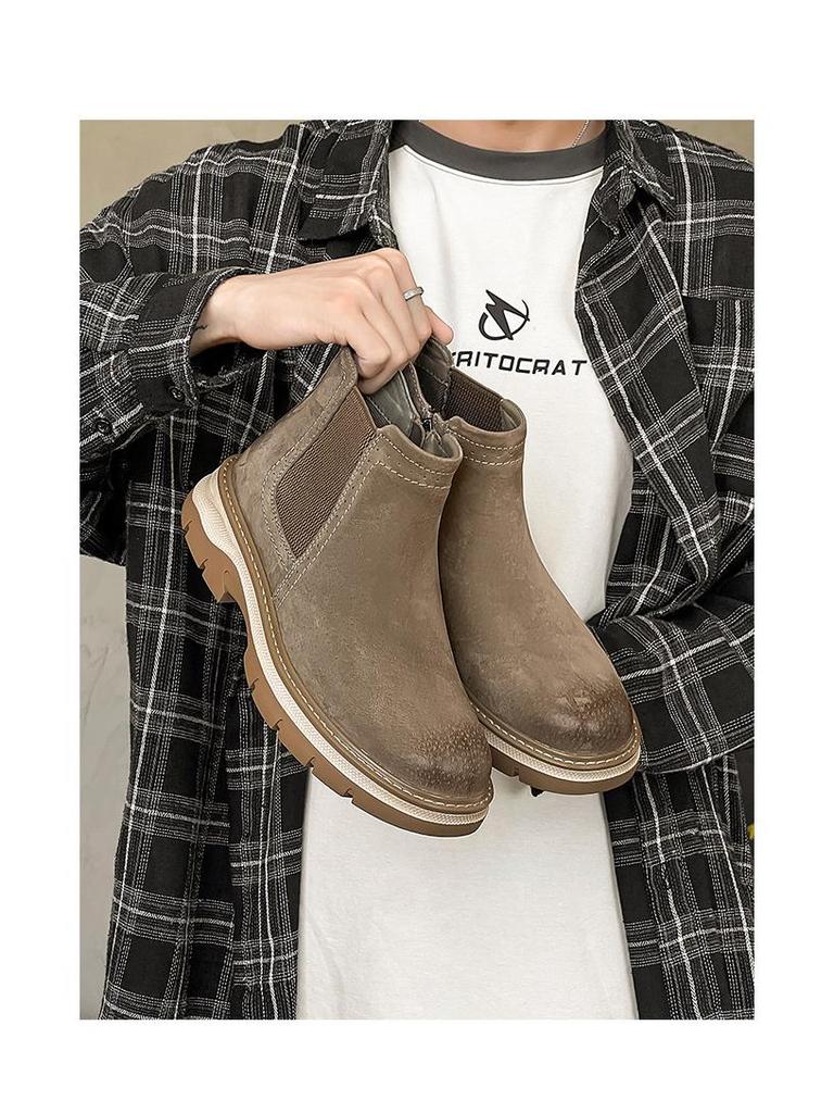 Men's Retro British Style High-Top Work Boots - Korean Inspired Trendy Martin Boots