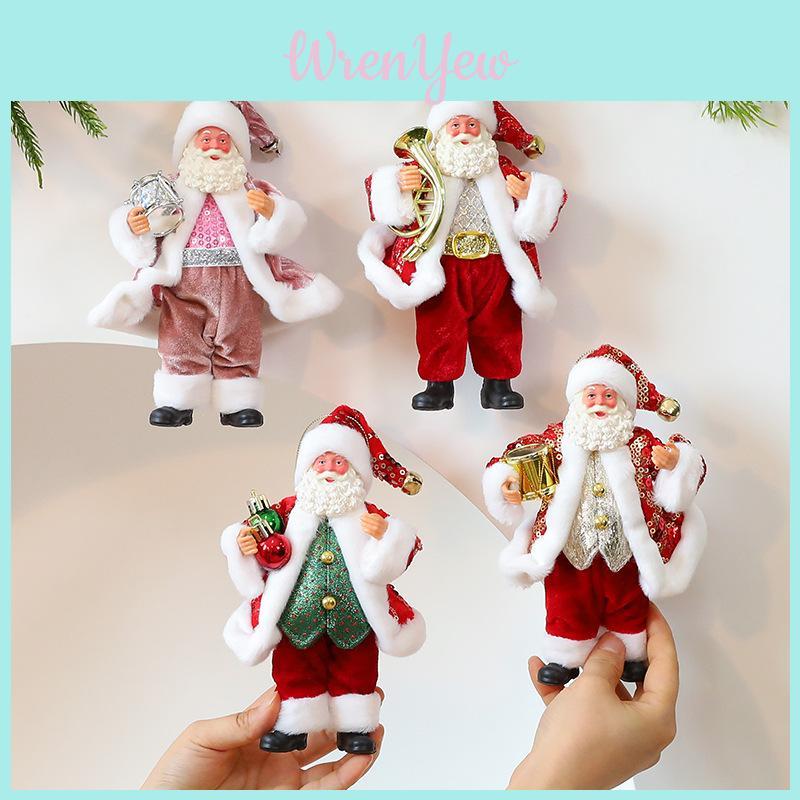 Cute Santa Claus Ornament With Musical Instruments Christmas Decoration Props For Holiday Windows And Mantel Decorations