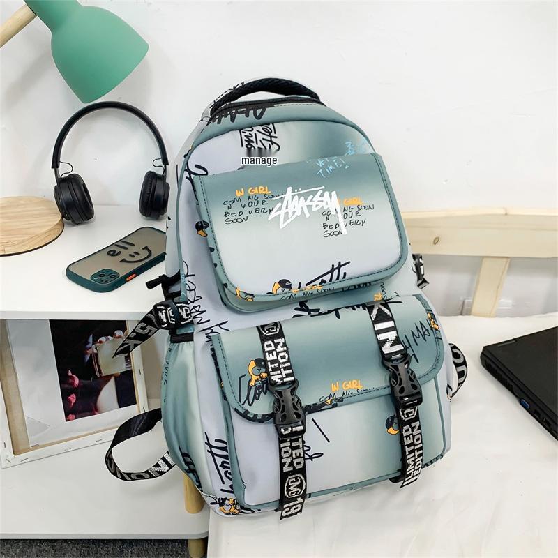 Spot Graffiti Streetwear Lightweight Backpack for Students & Casual Use