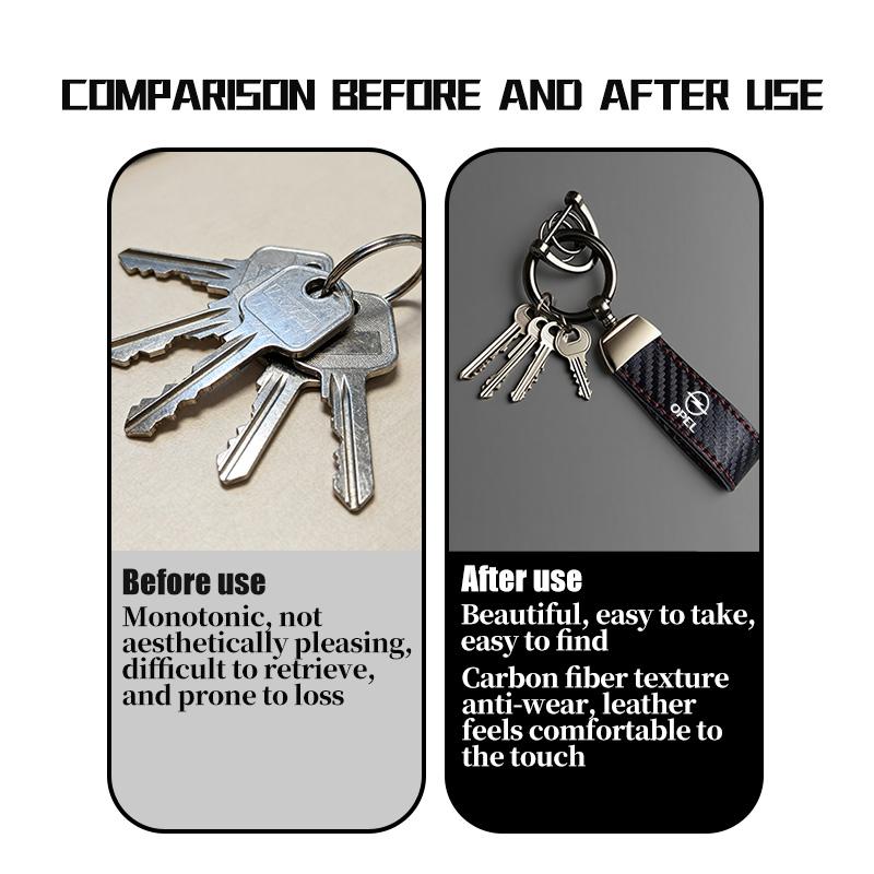 Car Keychain Logo Carbon Fiber Leather Emblem Key Chain Accessories For Opel Meriva Mokka Grandland Vectra Zafira Vivaro Antara