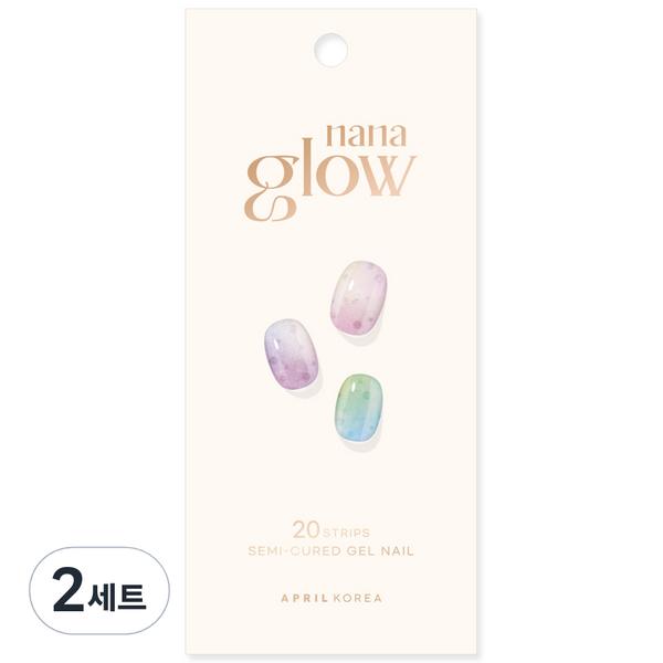 

April Korea Nana Glow semi-cured gel nail sticker 20p set, GN05 Fantasia, 2 pieces