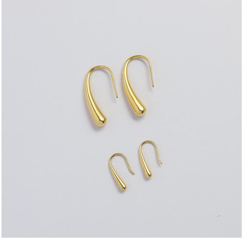 French Choker 18K Gold Plated Geometric Stud Earrings with Water Drop Hook - Titanium Steel, Hot Selling & Unique Model F315.
