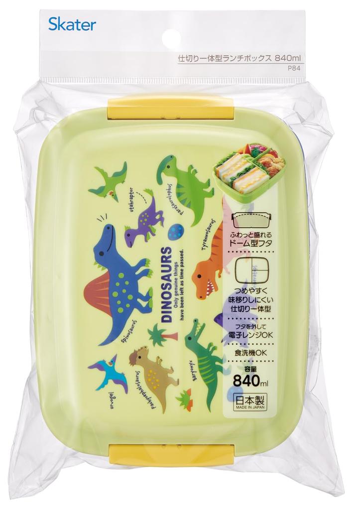 Skater Lunch Box with Integrated Made in Dinosaur Picture P84 Kids' Dome-Shaped Divider, 820ml, Japan, Book,