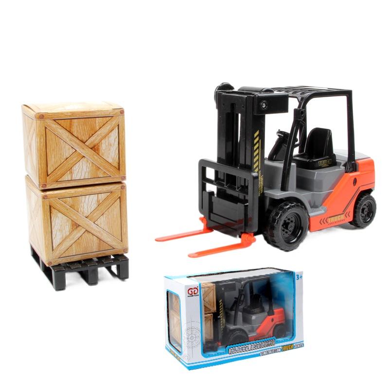 Bau-LKW-Gabelstapler-Modell-Simulation, verdicktes, sturzfestes Kinder-Trägheitsauto-Spielzeug mit Fracht-Jungen-Geschenk